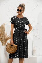 Load image into Gallery viewer, Polka Dot Button down Belted Dress
